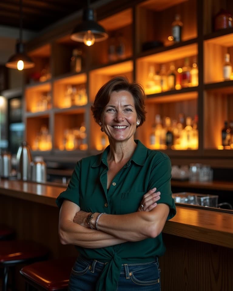 Gastronom in seiner Bar am Tresen